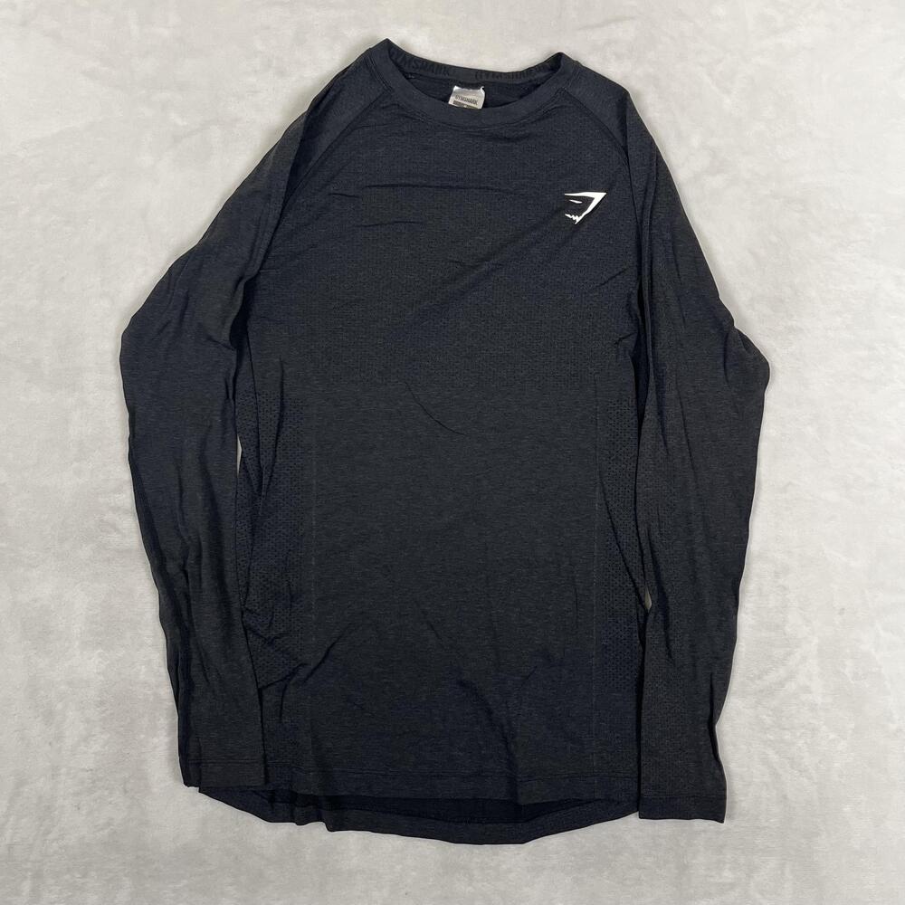 Gymshark T-Shirt Womens Medium Gray Long Sleeve Raglan Gym Training Top Athletic